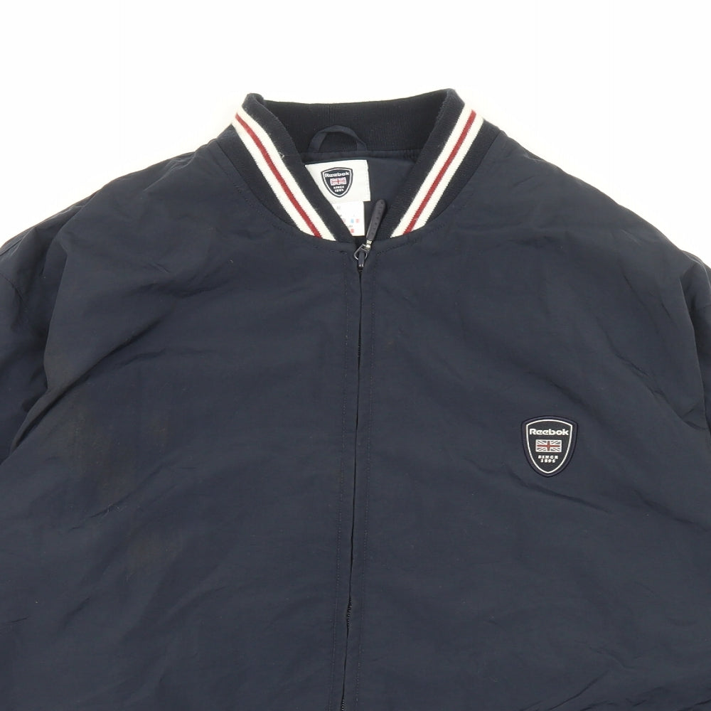 Reebok Mens Blue Bomber Jacket Jacket Size M Zip