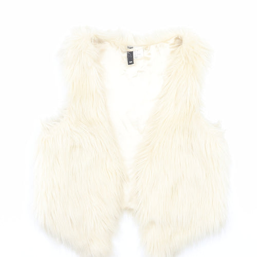H&M Womens Ivory Gilet Jacket Size 10 Hook & Eye