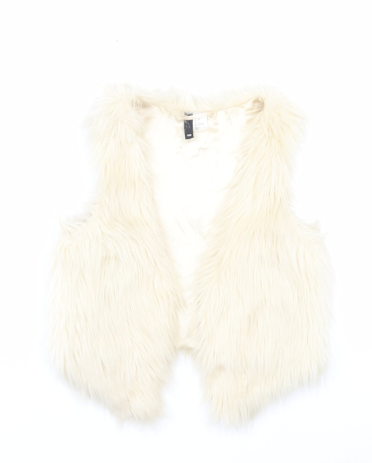 H&M Womens Ivory Gilet Jacket Size 10 Hook & Eye
