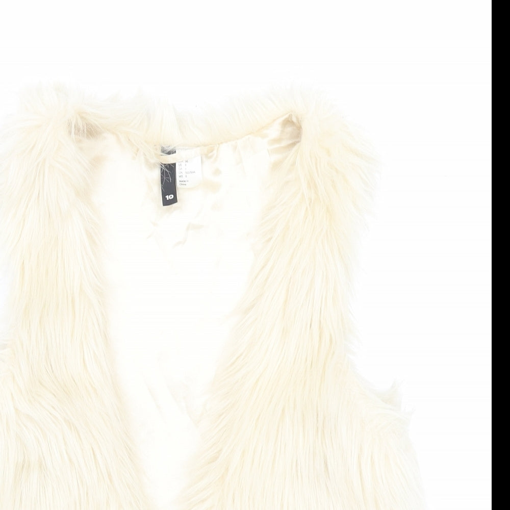 H&M Womens Ivory Gilet Jacket Size 10 Hook & Eye