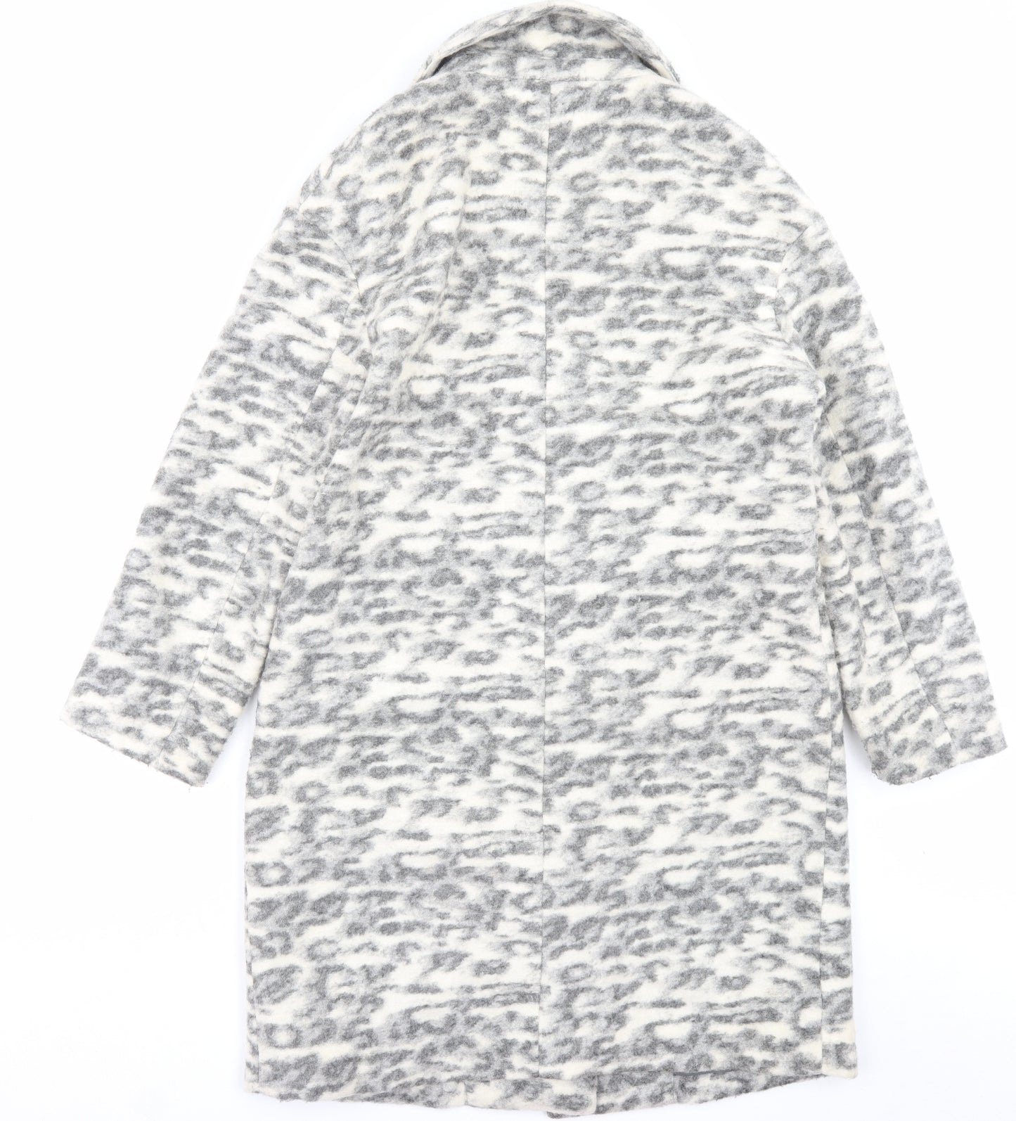 Marks and Spencer Womens Grey Animal Print Overcoat Coat Size 12 Button