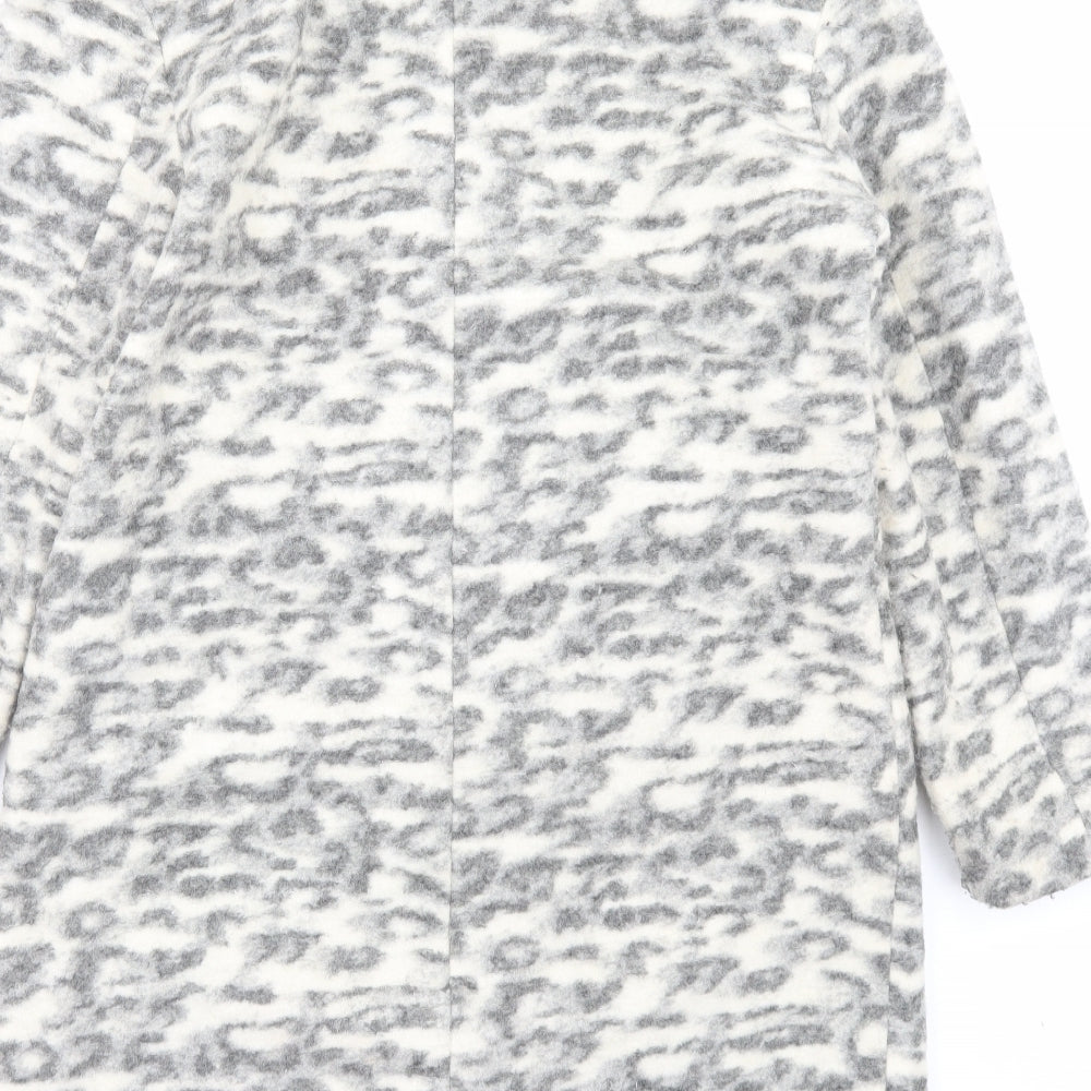 Marks and Spencer Womens Grey Animal Print Overcoat Coat Size 12 Button