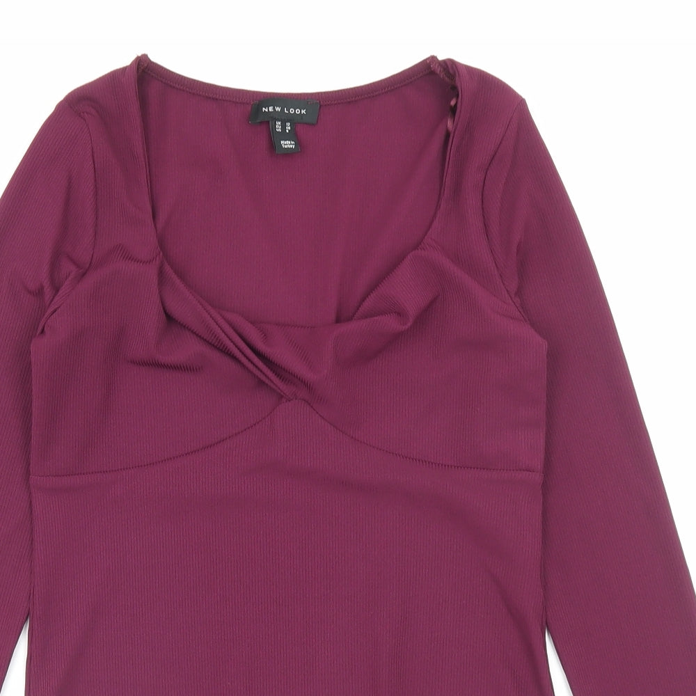 New Look Womens Purple Polyester Bodysuit One-Piece Size 12 Snap