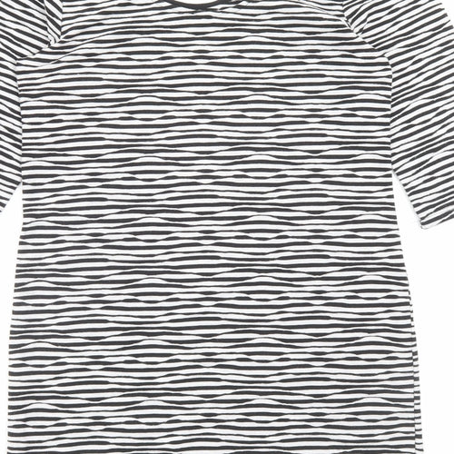 Atmosphere Womens Black Striped Polyester A-Line Size 16 Scoop Neck Pullover