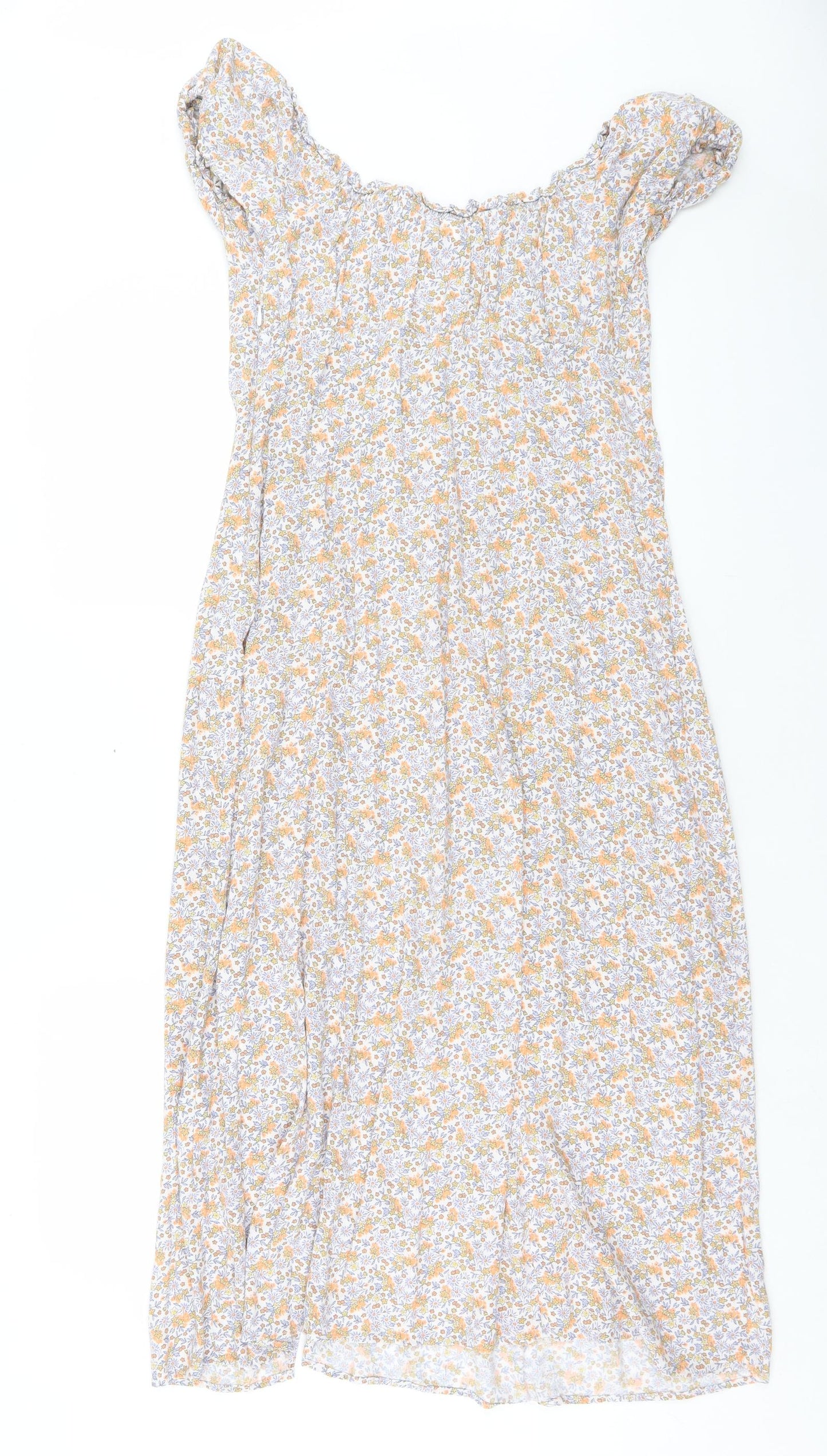 H&M Womens Multicoloured Floral Viscose A-Line Size 12 Off the Shoulder Pullover