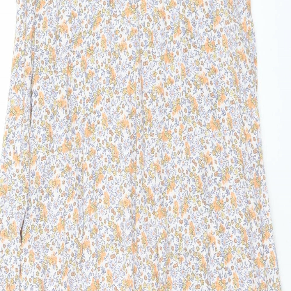 H&M Womens Multicoloured Floral Viscose A-Line Size 12 Off the Shoulder Pullover