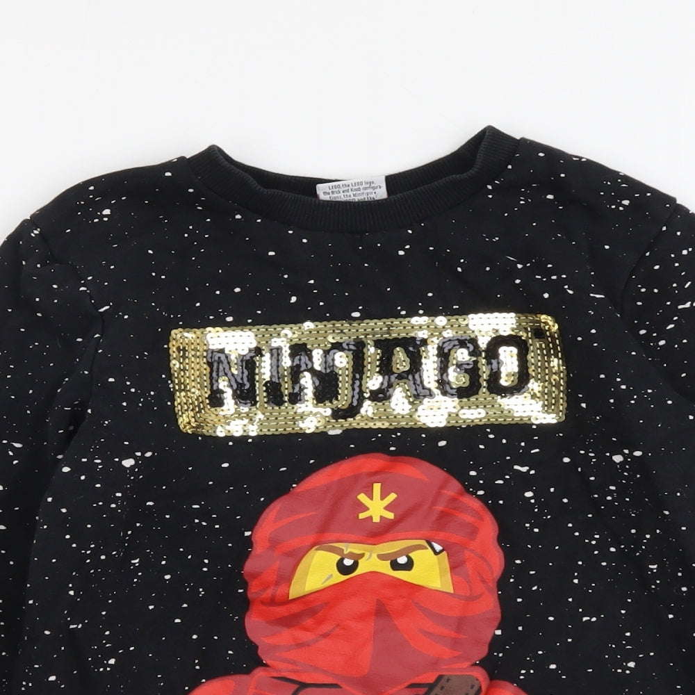 TU Boys Black Cotton Pullover Sweatshirt Size 7 Years Pullover - Ninja Lego