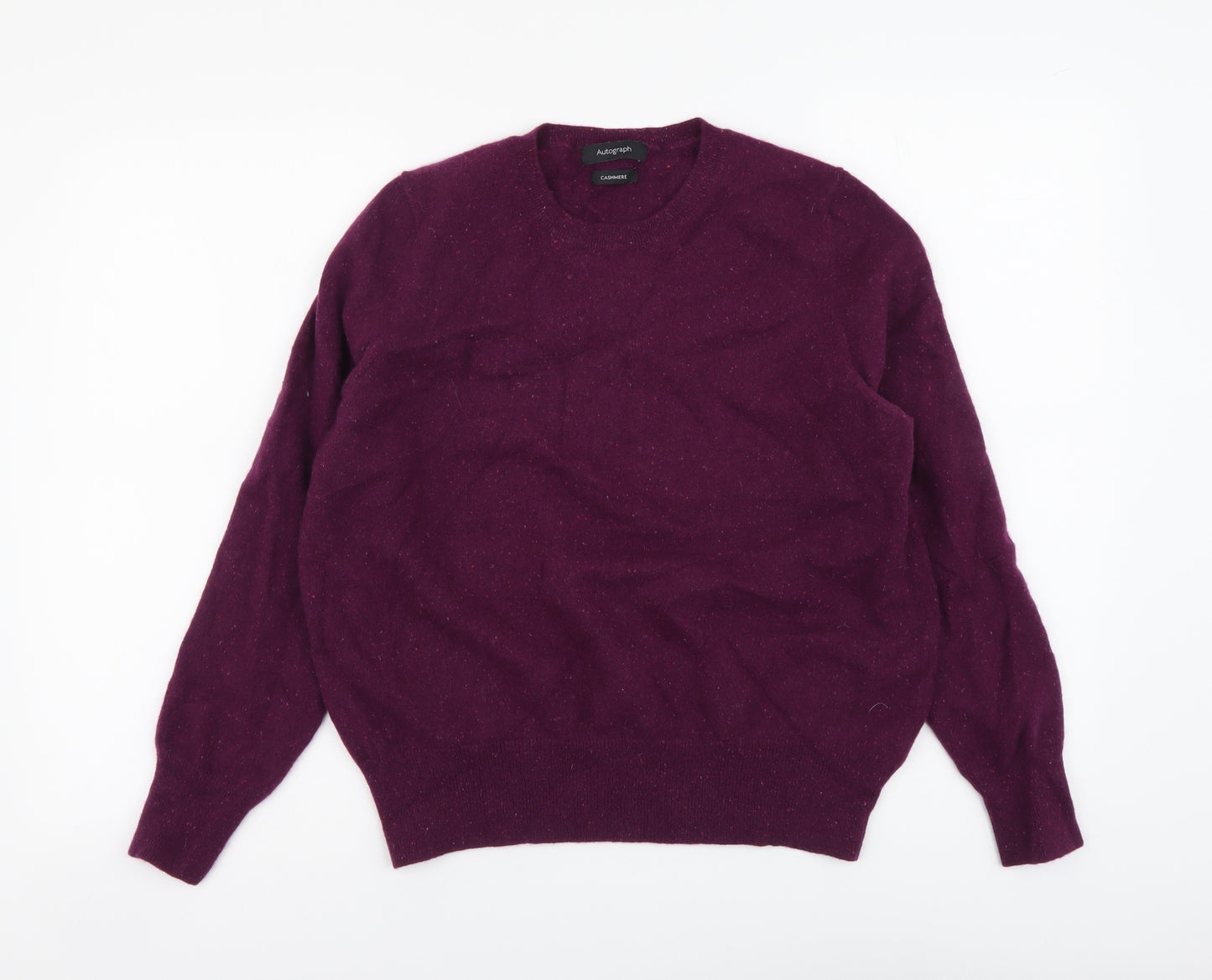 Marks and Spencer Womens Purple Round Neck Cashmere Pullover Jumper Size 16