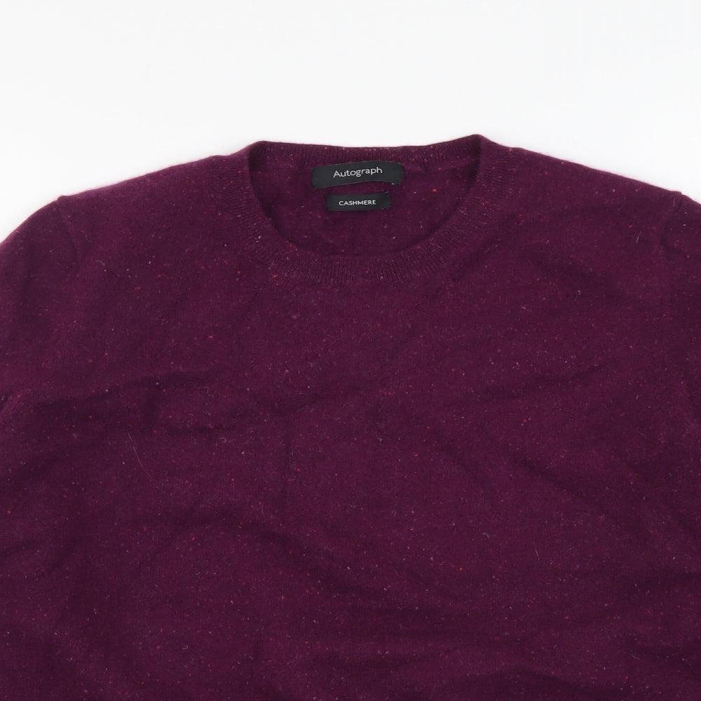 Marks and Spencer Womens Purple Round Neck Cashmere Pullover Jumper Size 16