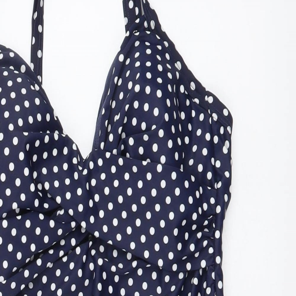 NEXT Womens Blue Polka Dot Polyester One Piece Size 14