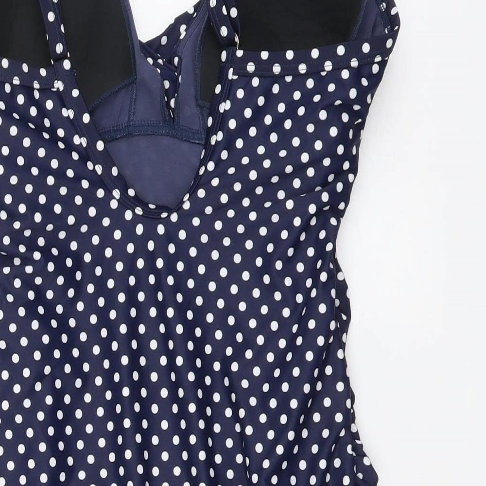 NEXT Womens Blue Polka Dot Polyester One Piece Size 14