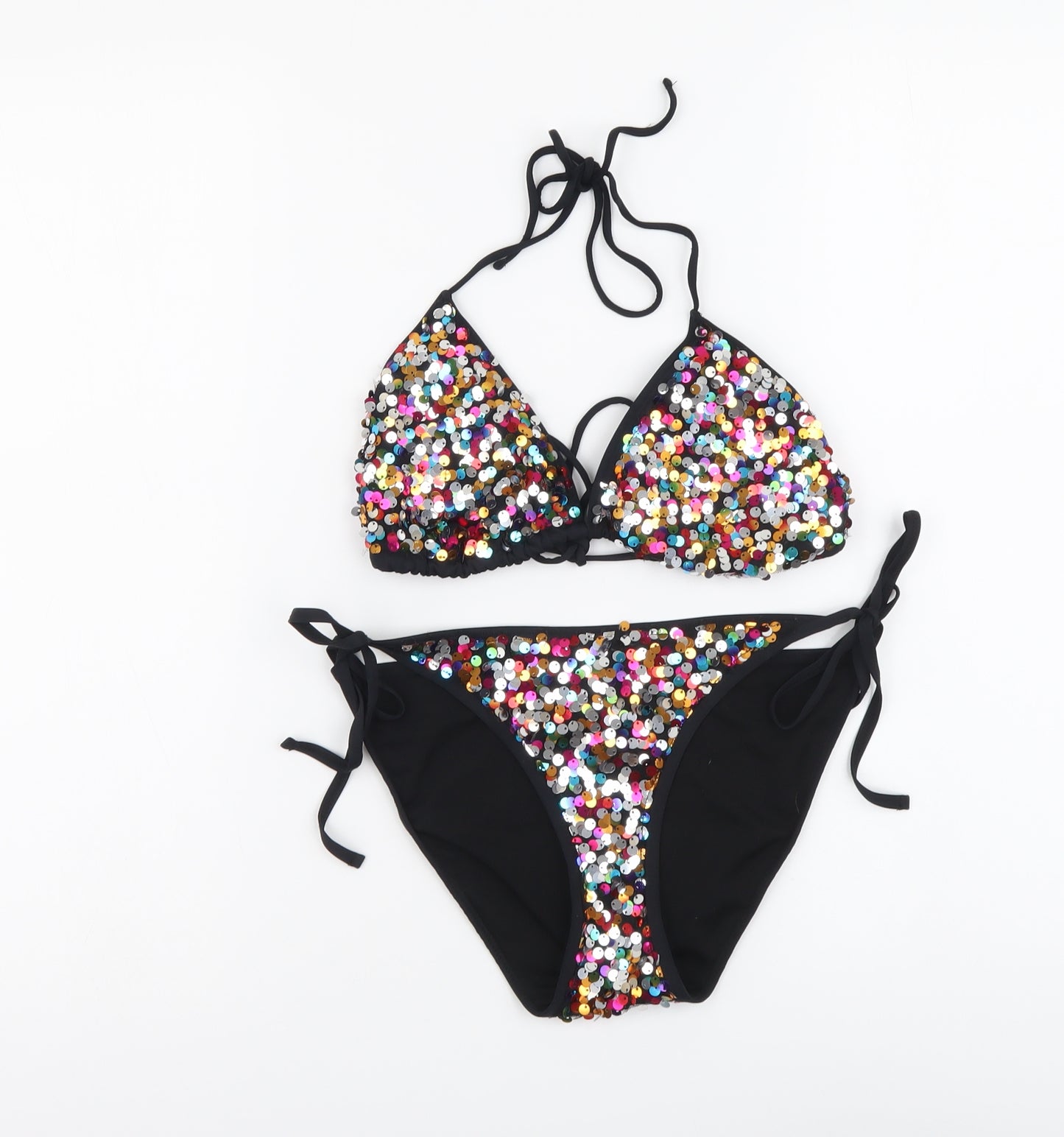 Primark Womens Black Polyester Bikini Size 10