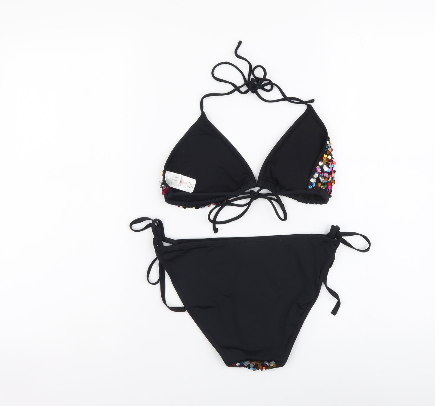 Primark Womens Black Polyester Bikini Size 10
