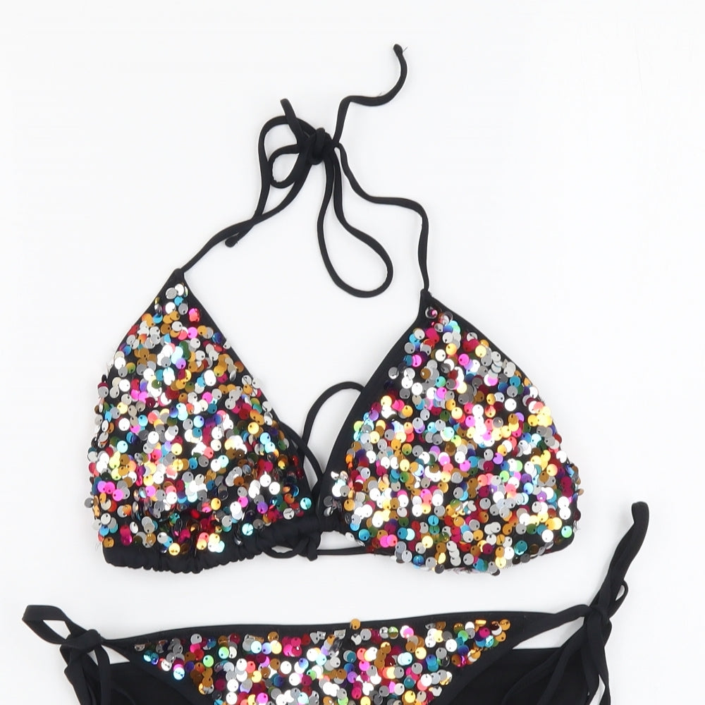 Primark Womens Black Polyester Bikini Size 10
