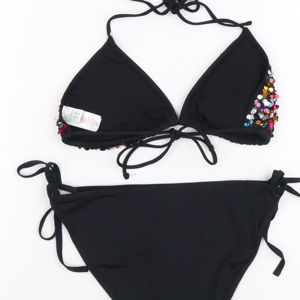 Primark Womens Black Polyester Bikini Size 10
