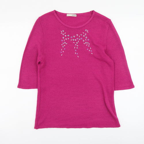 George Womens Purple Round Neck Acrylic Pullover Jumper Size 12