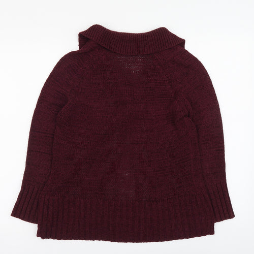 BHS Womens Red Round Neck Acrylic Cardigan Jumper Size 10