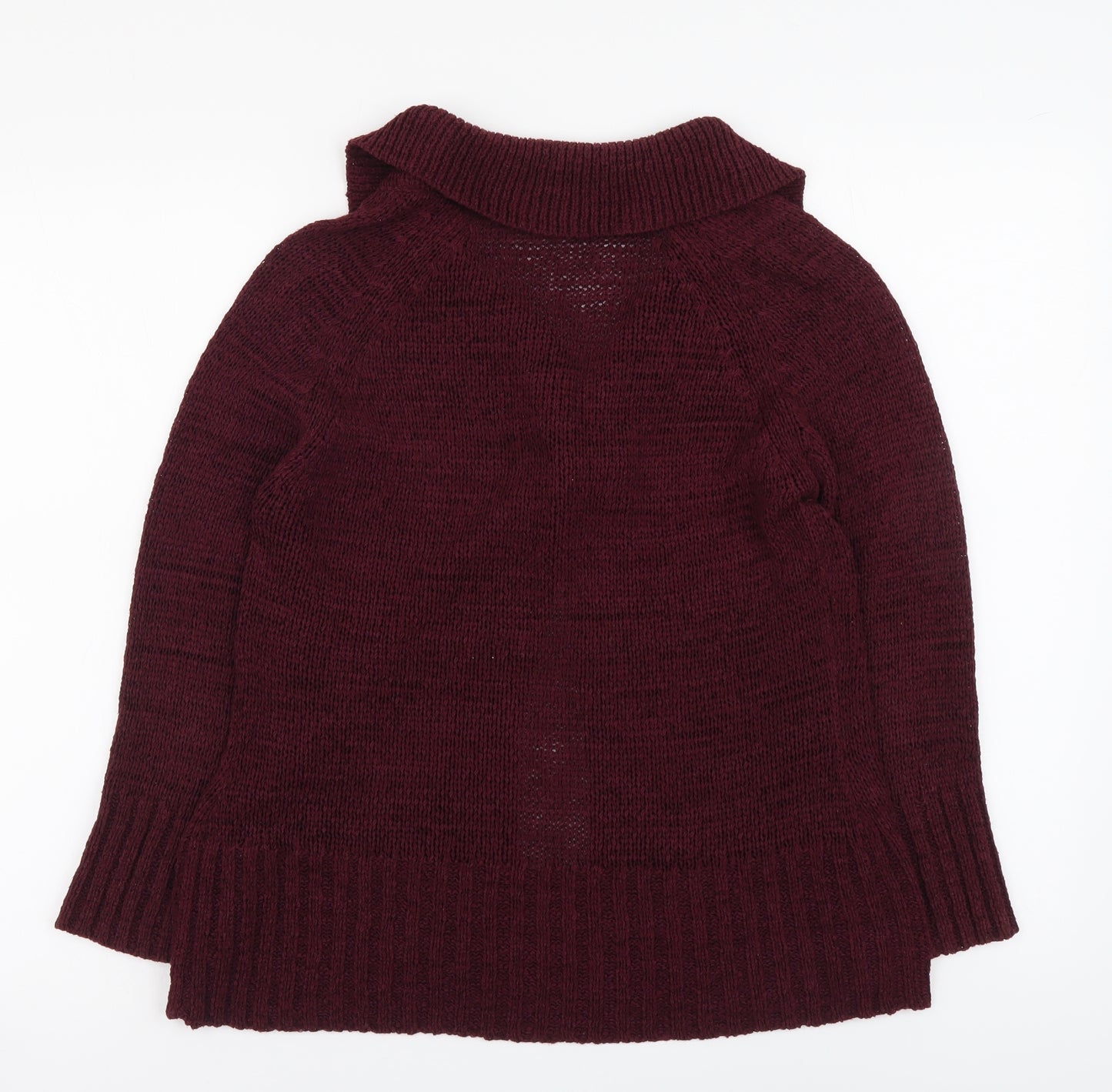 BHS Womens Red Round Neck Acrylic Cardigan Jumper Size 10