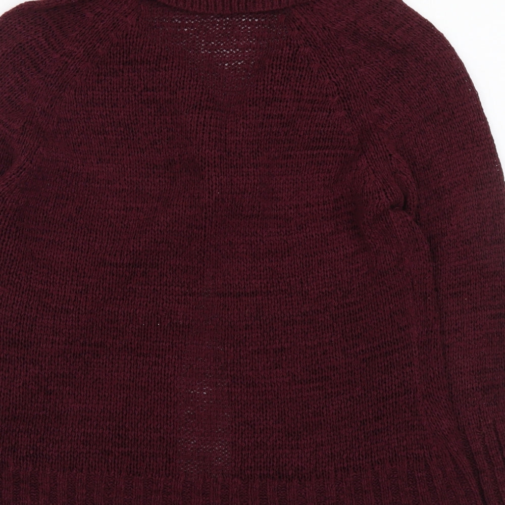 BHS Womens Red Round Neck Acrylic Cardigan Jumper Size 10