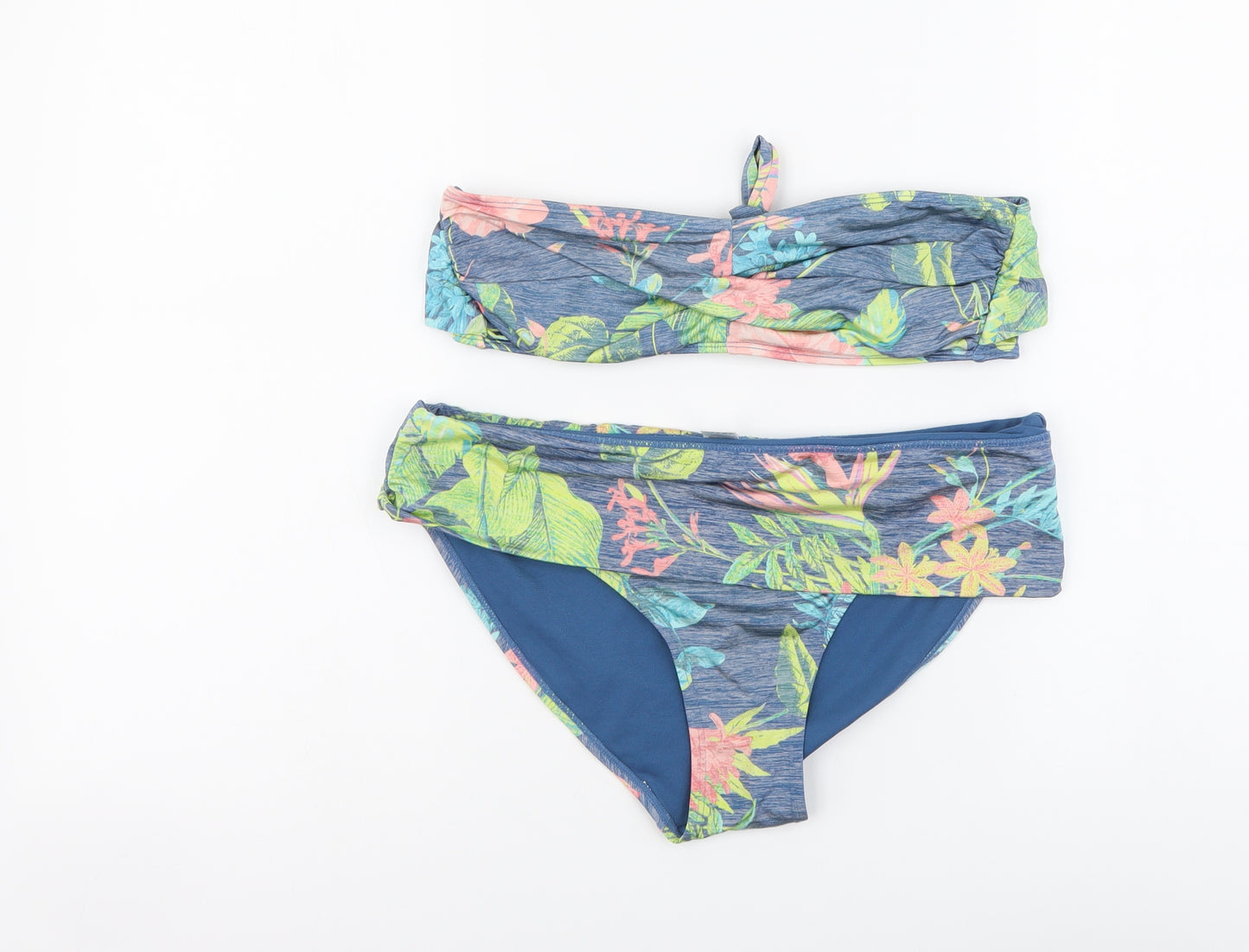 TU Womens Blue Floral Polyamide Bikini Size 12