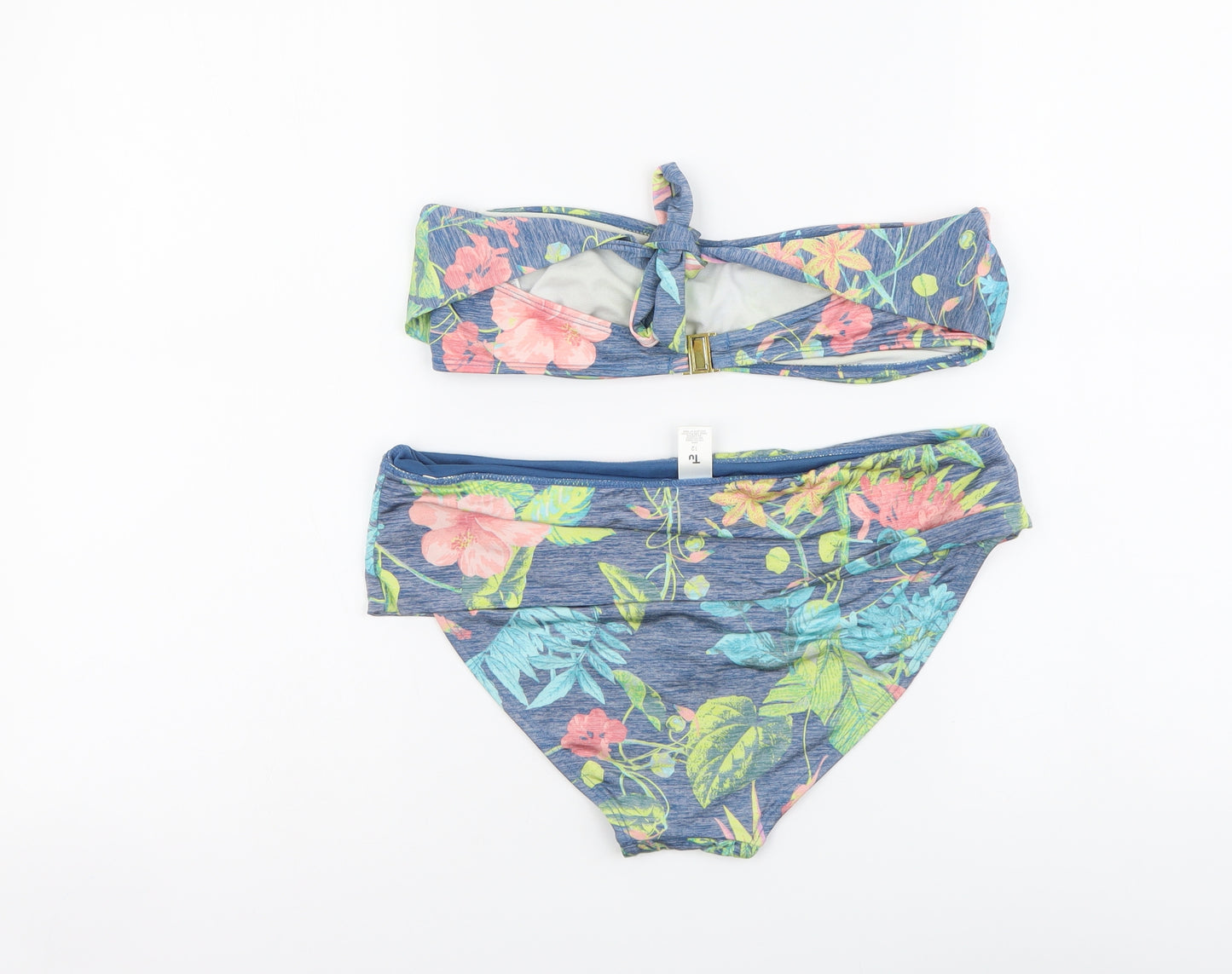 TU Womens Blue Floral Polyamide Bikini Size 12