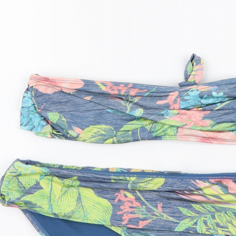 TU Womens Blue Floral Polyamide Bikini Size 12