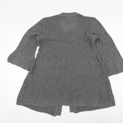 Linique Womens Grey Round Neck Cotton Cardigan Jumper Size L