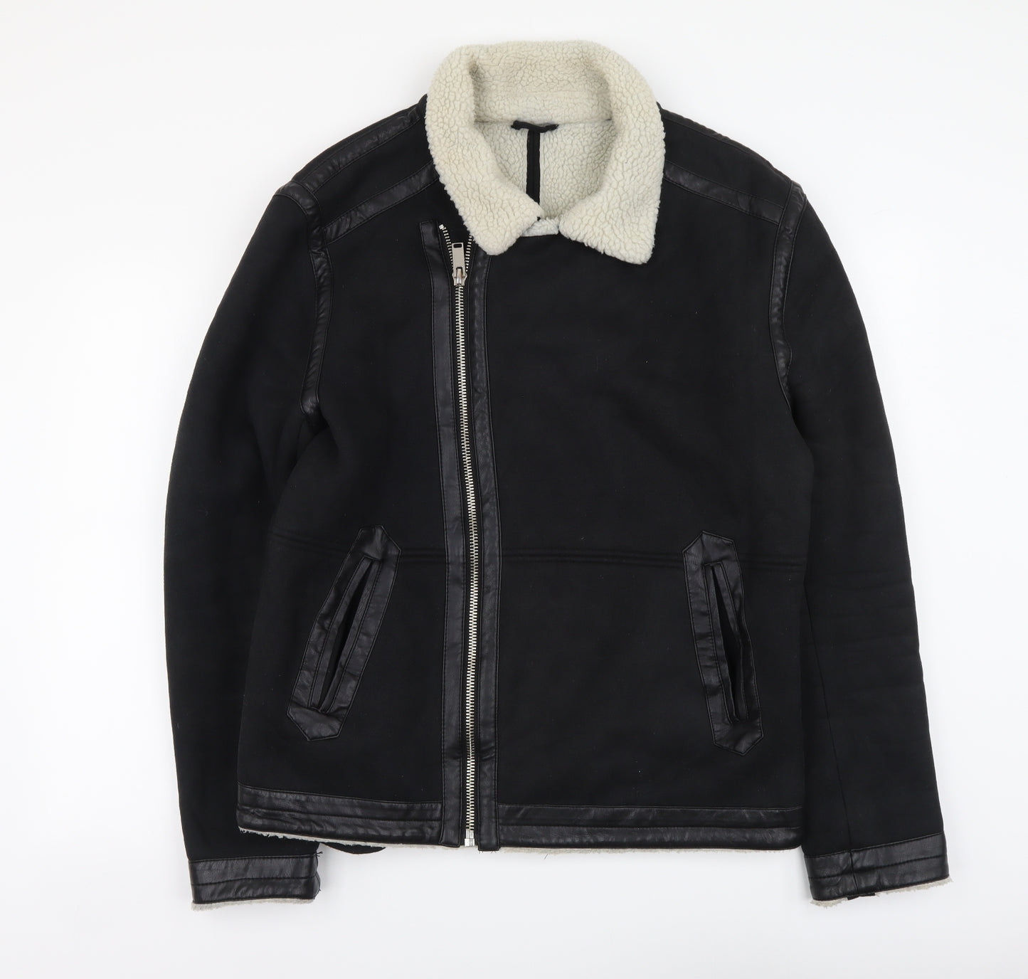 River Island Mens Black Jacket Size L Zip