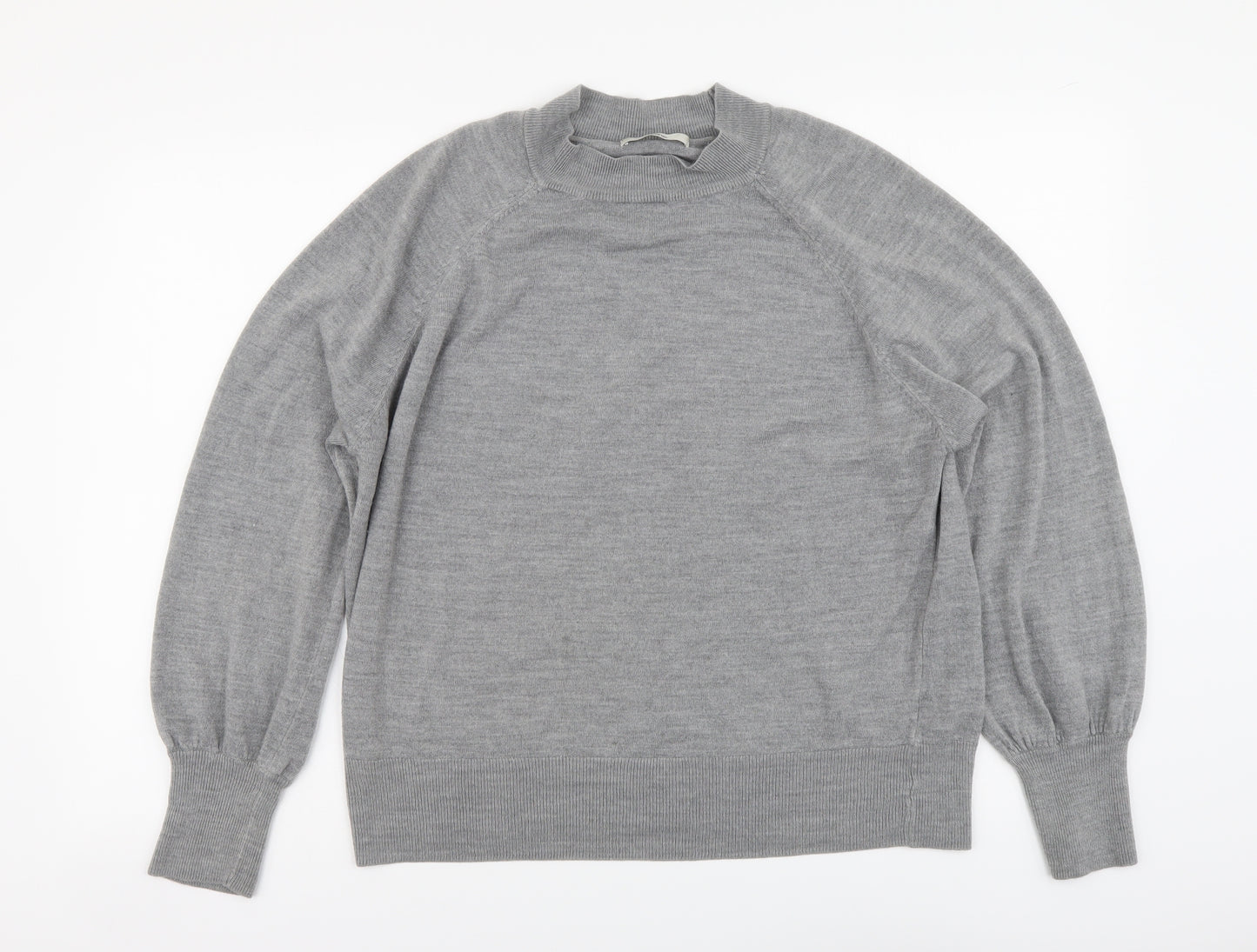 George Womens Grey Round Neck Acrylic Pullover Jumper Size 18
