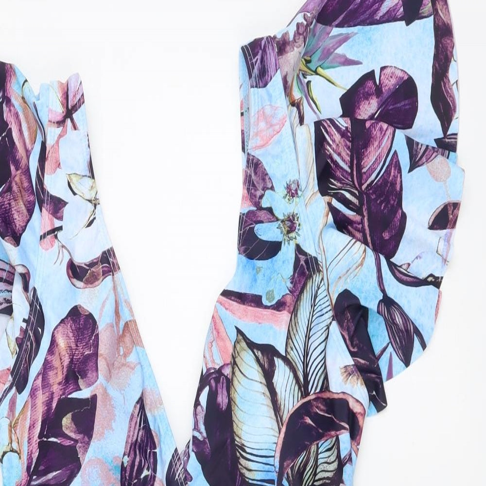 SheIn Womens Blue Floral Polyester One Piece Size 2XL