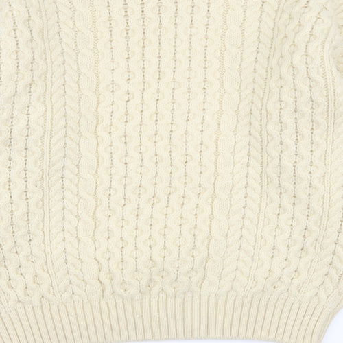 Highland Clothing Womens Ivory Round Neck Wool Pullover Jumper Size XL