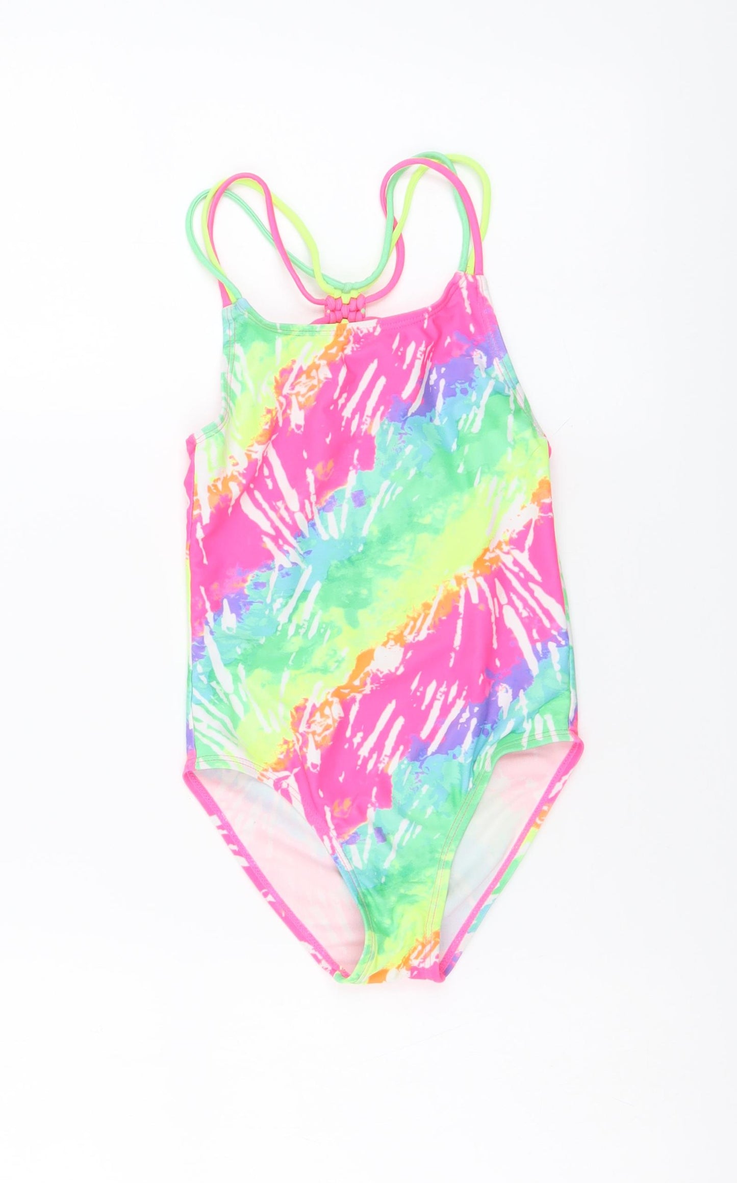 Dunnes Stores Girls Multicoloured Geometric Polyester Bodysuit One-Piece Size 6 Years Pullover - Swimwear