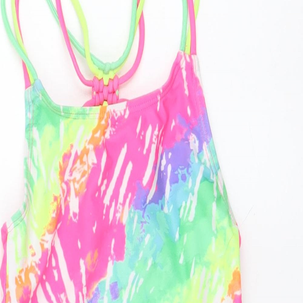 Dunnes Stores Girls Multicoloured Geometric Polyester Bodysuit One-Piece Size 6 Years Pullover - Swimwear
