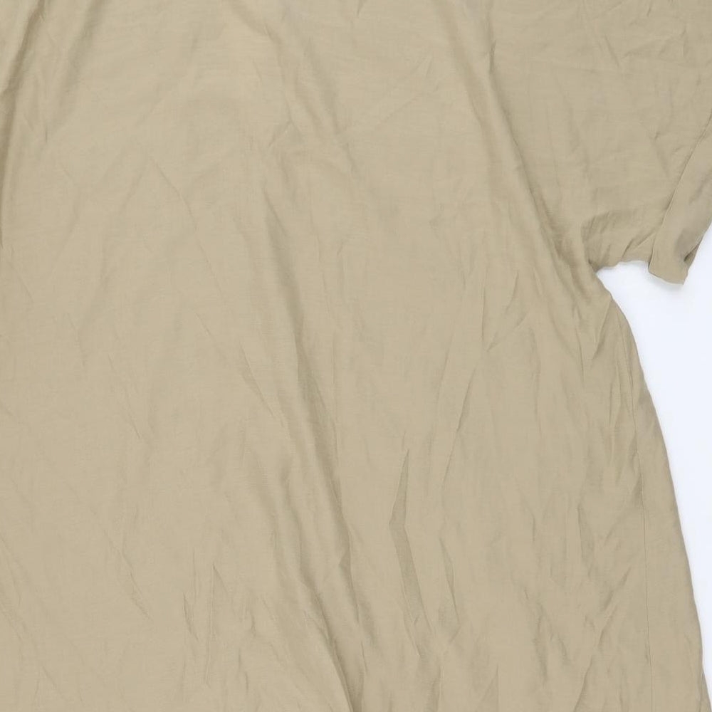 Marks and Spencer Womens Beige Viscose Basic Blouse Size 16 V-Neck