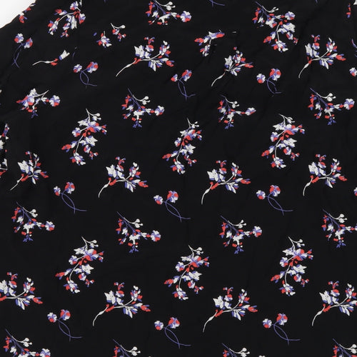 Autograph Womens Black Floral Cupro Basic Blouse Size 18 V-Neck