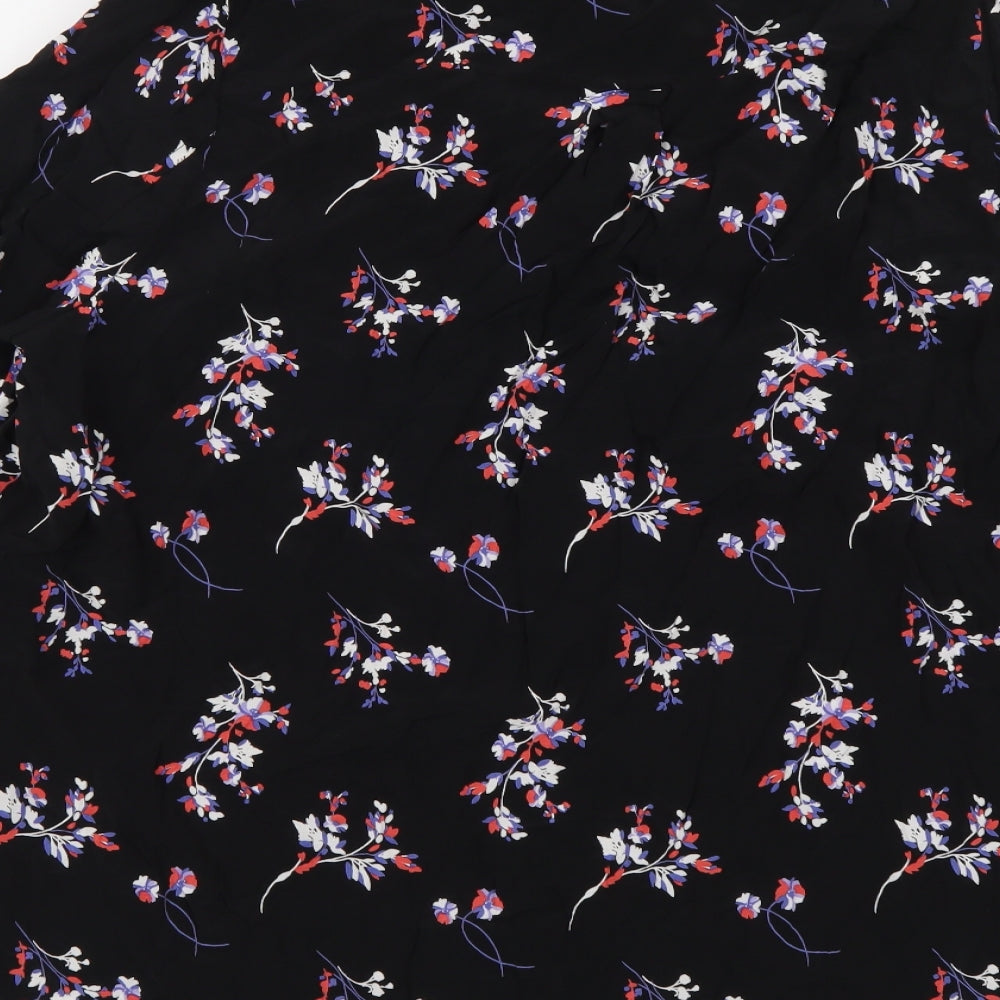 Autograph Womens Black Floral Cupro Basic Blouse Size 18 V-Neck