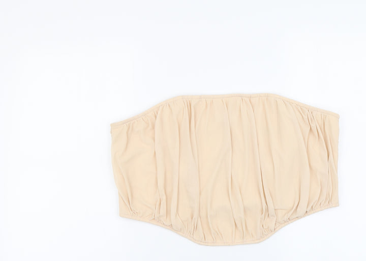 Missguided Womens Beige Polyester Cropped Blouse Size 22 Off the Shoulder
