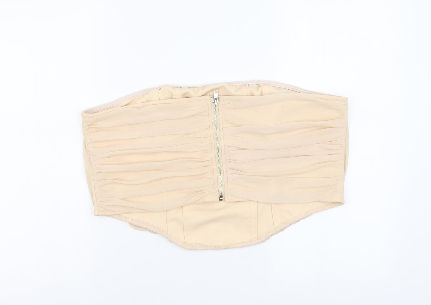 Missguided Womens Beige Polyester Cropped Blouse Size 22 Off the Shoulder