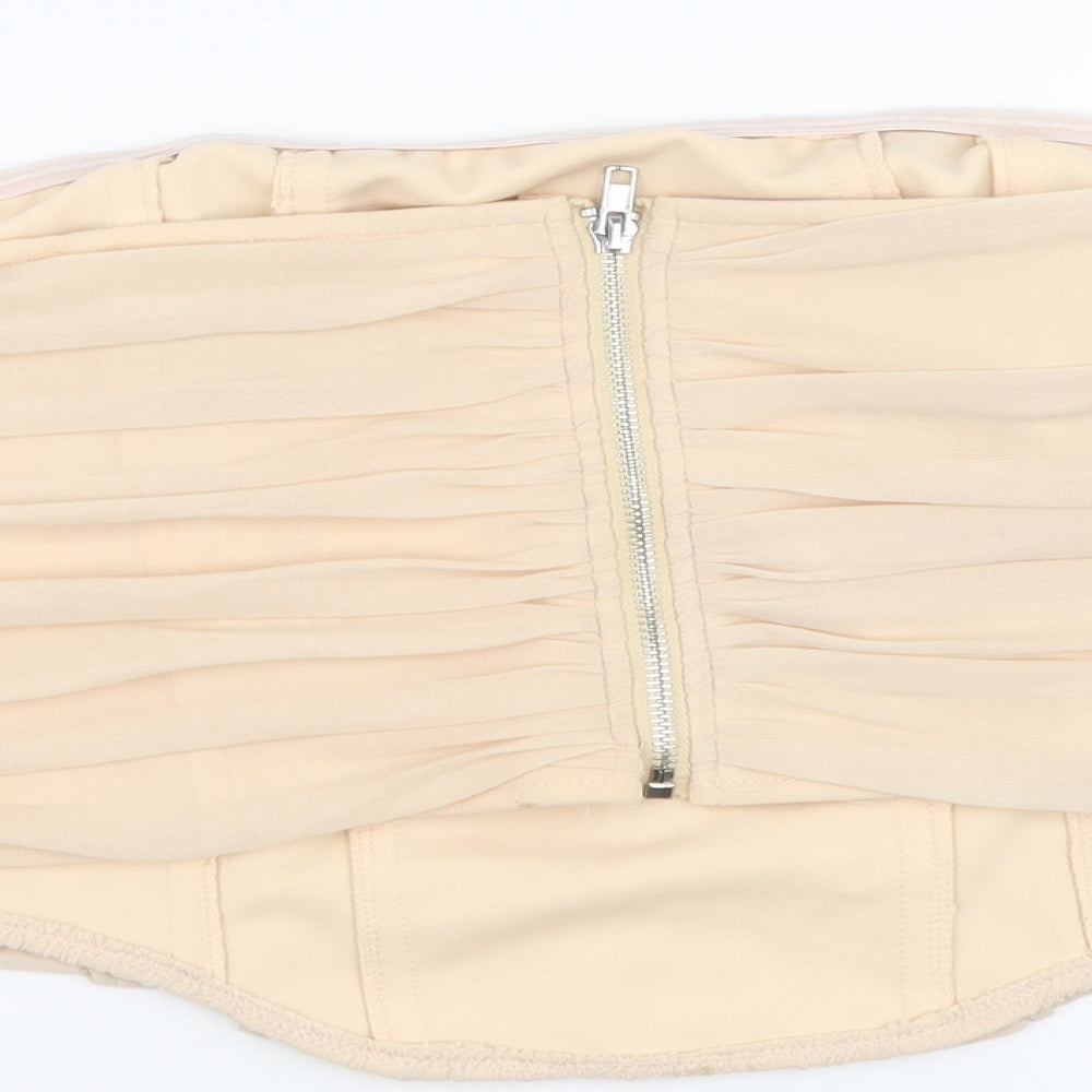 Missguided Womens Beige Polyester Cropped Blouse Size 22 Off the Shoulder