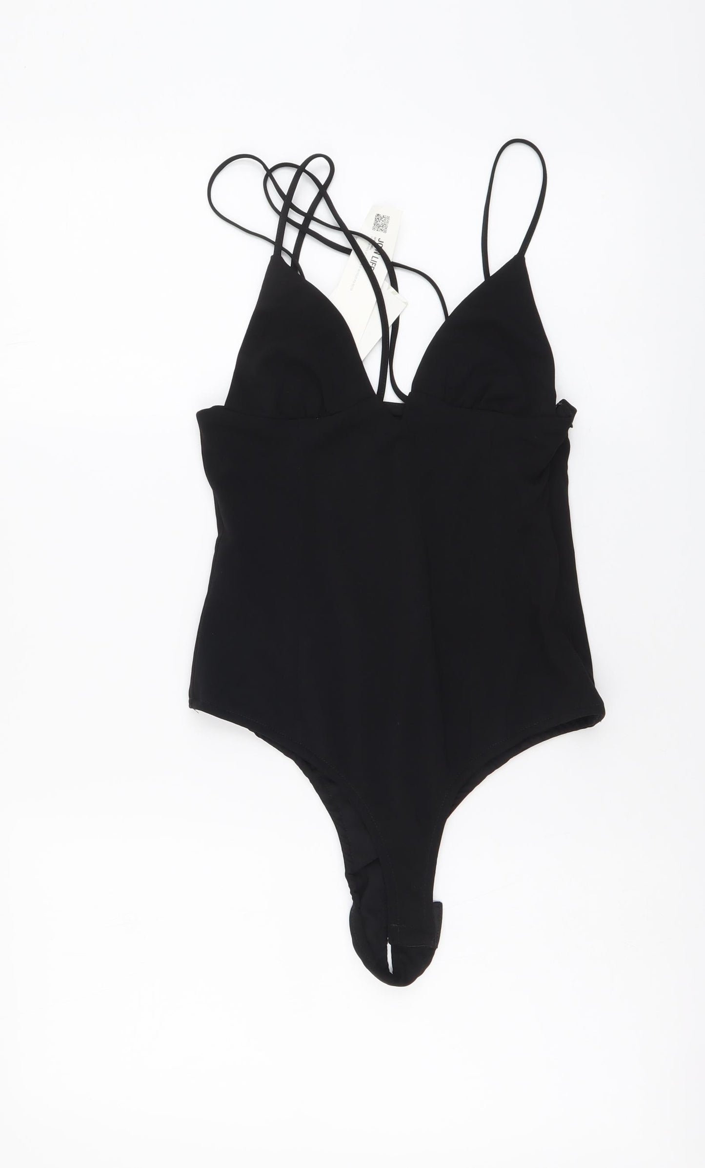 Zara Womens Black Polyester Bodysuit One-Piece Size XS Snap