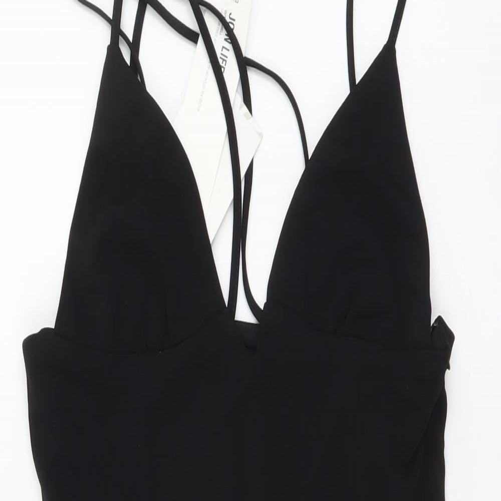 Zara Womens Black Polyester Bodysuit One-Piece Size XS Snap