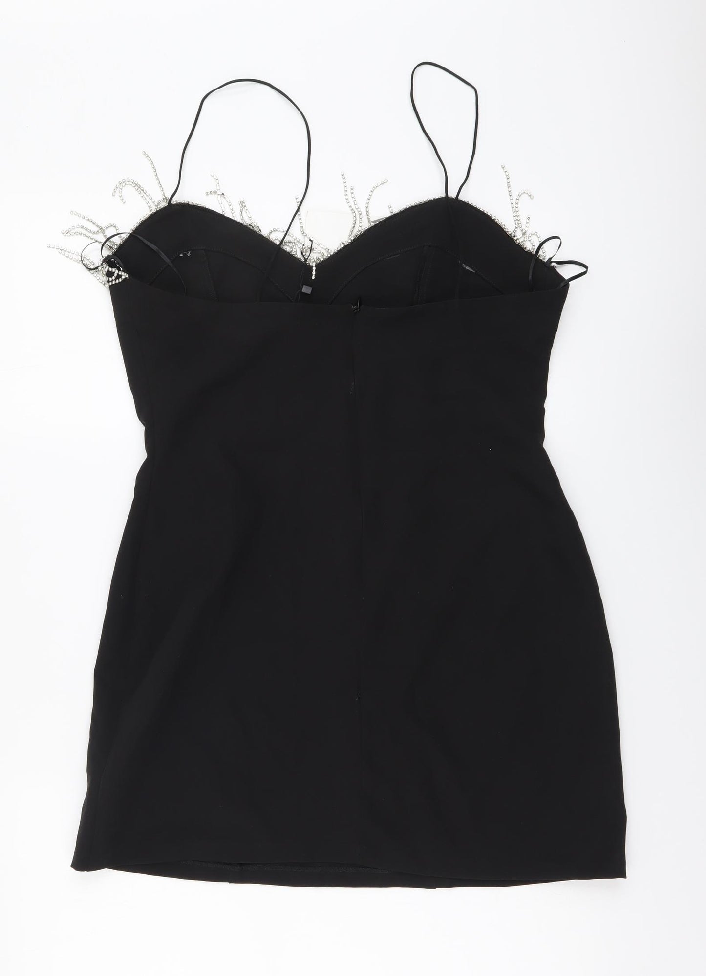 Zara Womens Black Polyester Basic Blouse Size XL V-Neck