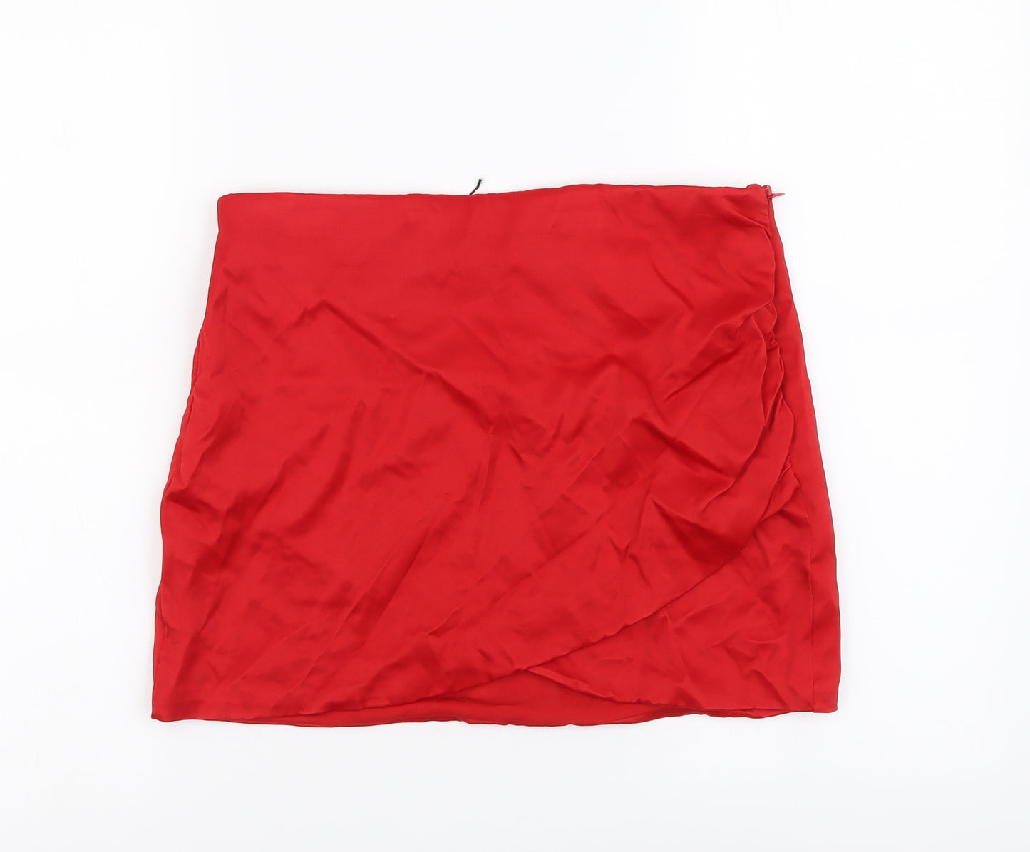 Zara Womens Red Polyester Mini Skirt Size M Zip