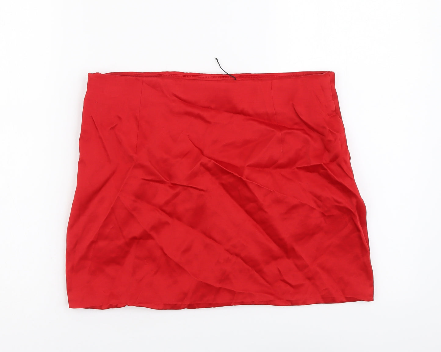 Zara Womens Red Polyester Mini Skirt Size M Zip