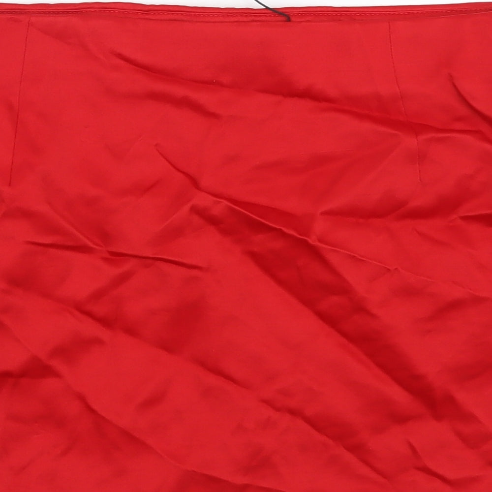 Zara Womens Red Polyester Mini Skirt Size M Zip