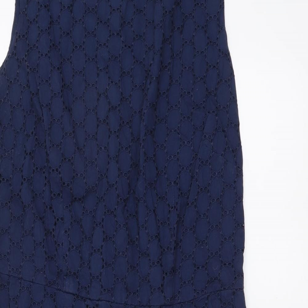 TU Womens Blue Cotton A-Line Size 14 Round Neck Pullover