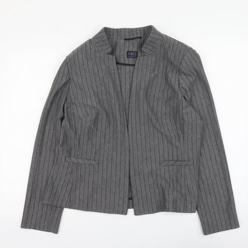 Marks and Spencer Womens Gold Striped Polyester Jacket Suit Jacket Size 18