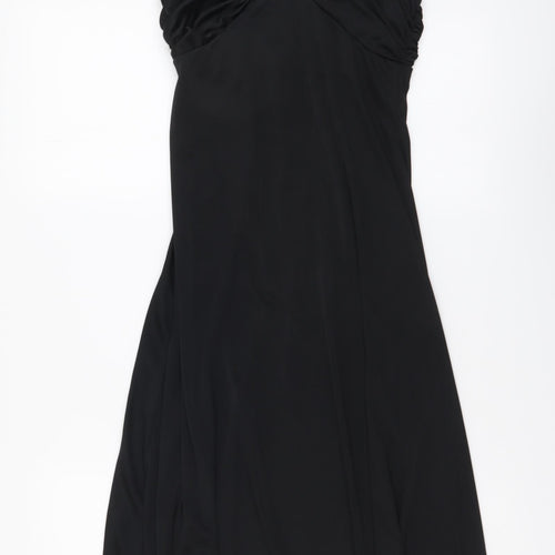 Shubette Womens Black Polyester A-Line Size 12 V-Neck Zip