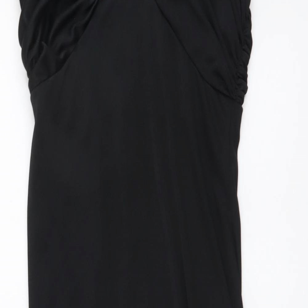 Shubette Womens Black Polyester A-Line Size 12 V-Neck Zip