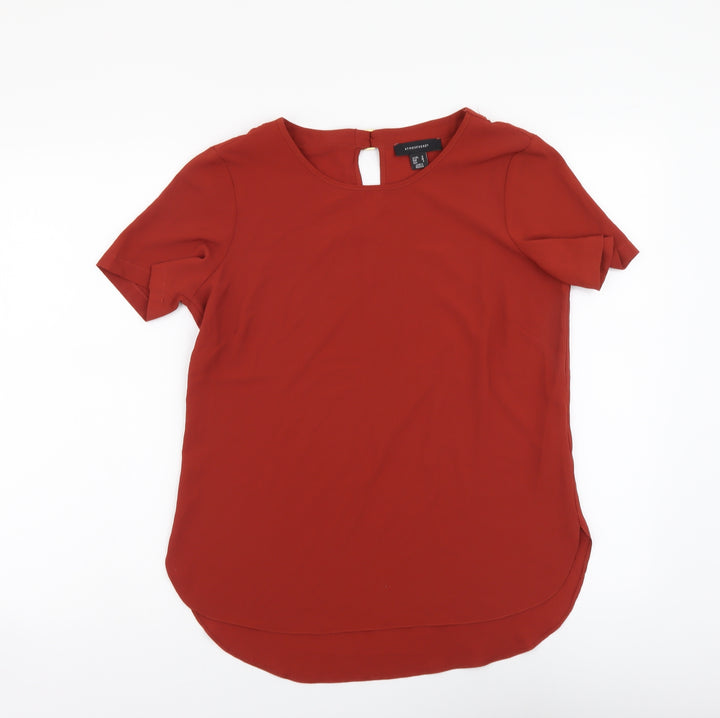 Atmosphere Womens Red Polyester Basic Blouse Size 10 Round Neck